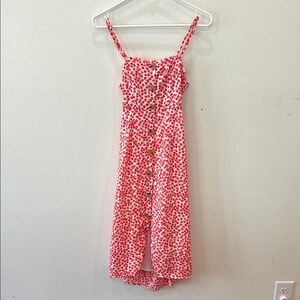 Morning Mist Red and White Backless Midi Sundress with Spaghetti Straps Womens 6